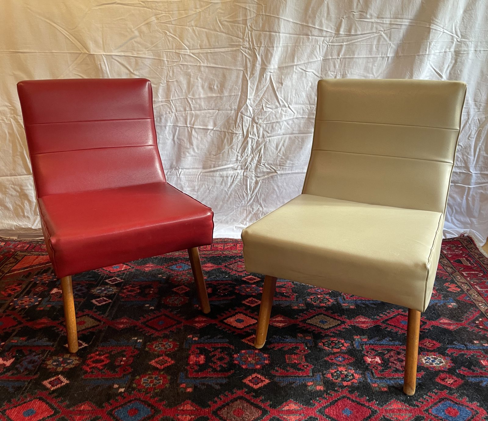 A Pair Of Mid Century Scandinavian Danish Style Teak And Vinyl Lounge Chairs photo vinterior
