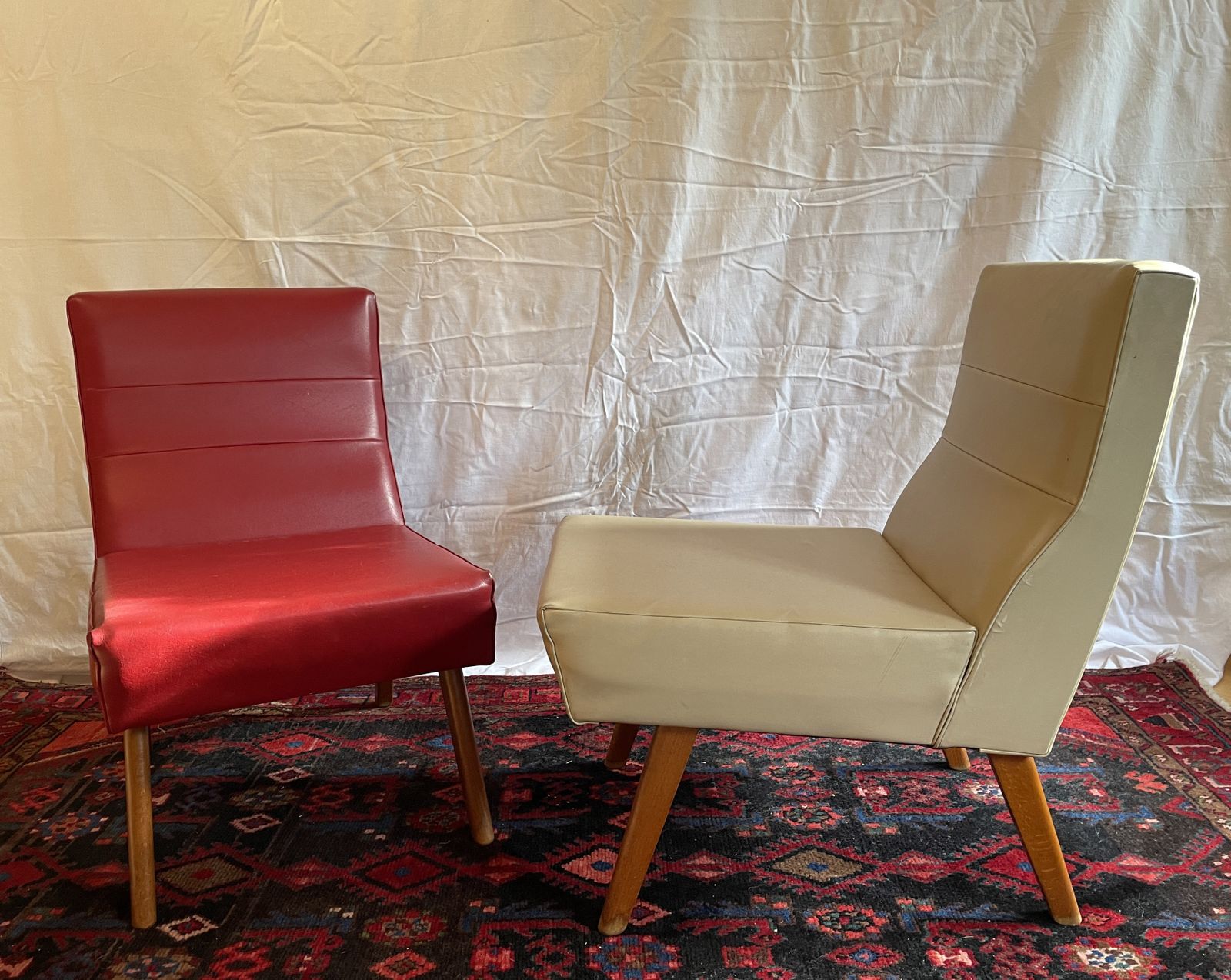 photo for sale A Pair Of Mid Century Scandinavian Danish Style Teak And Vinyl Lounge Chairs