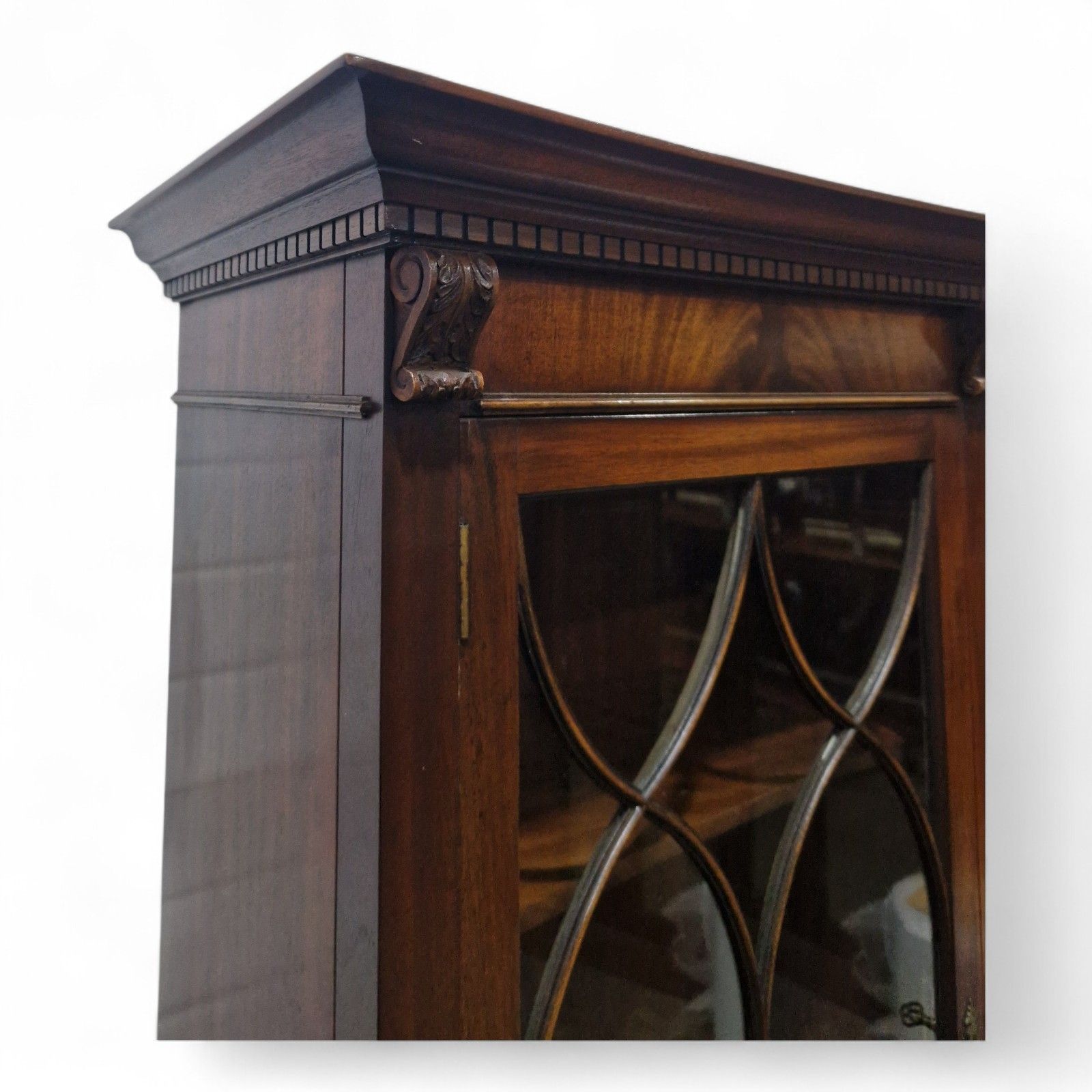 Reprodux Mahogany Concave Bookcase Display Cabinet Antique Style 1 Of Pair photo buy