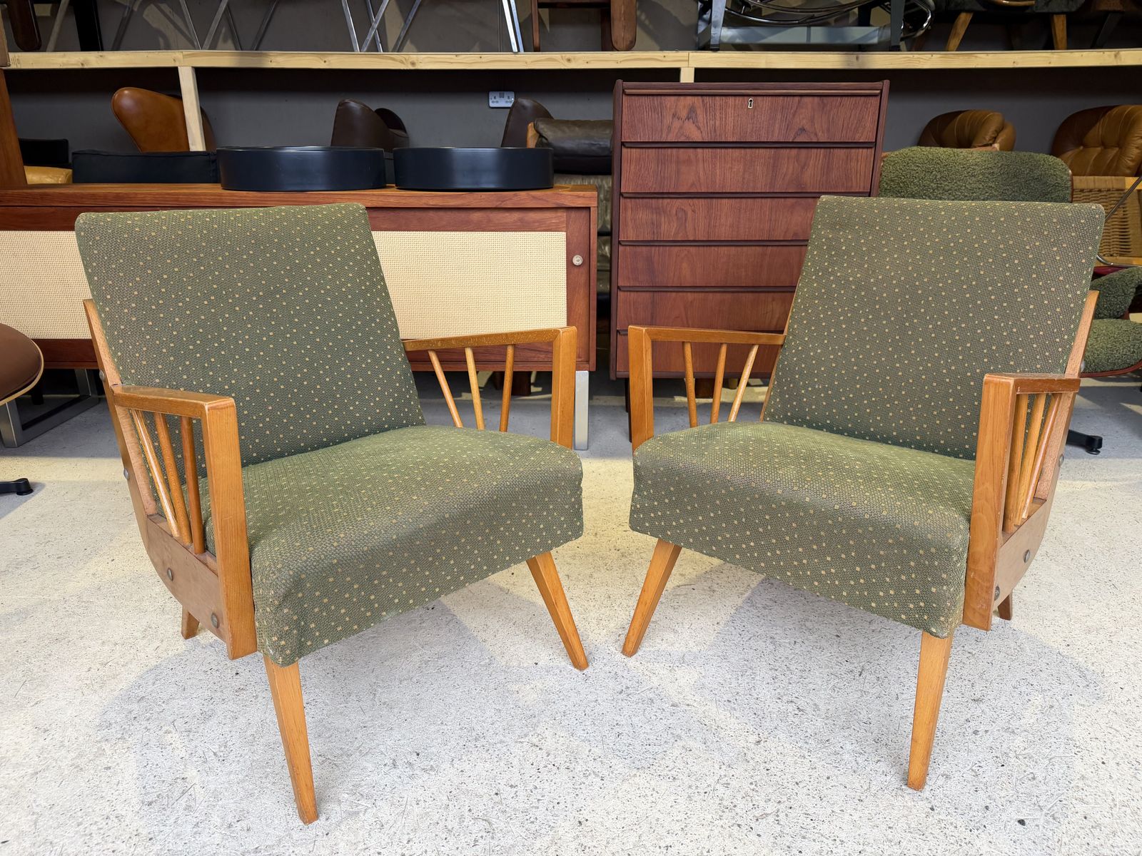 Mid Century Danish Style Armchairs, Set Of 2 Vintage Retro photo for sale