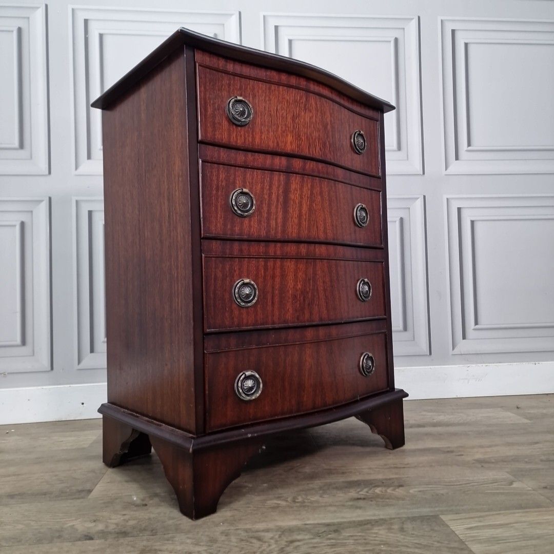 Antique Georgian Style Drawers Reproduction Chest Of 4 Commode Bow Fronted photo furniture