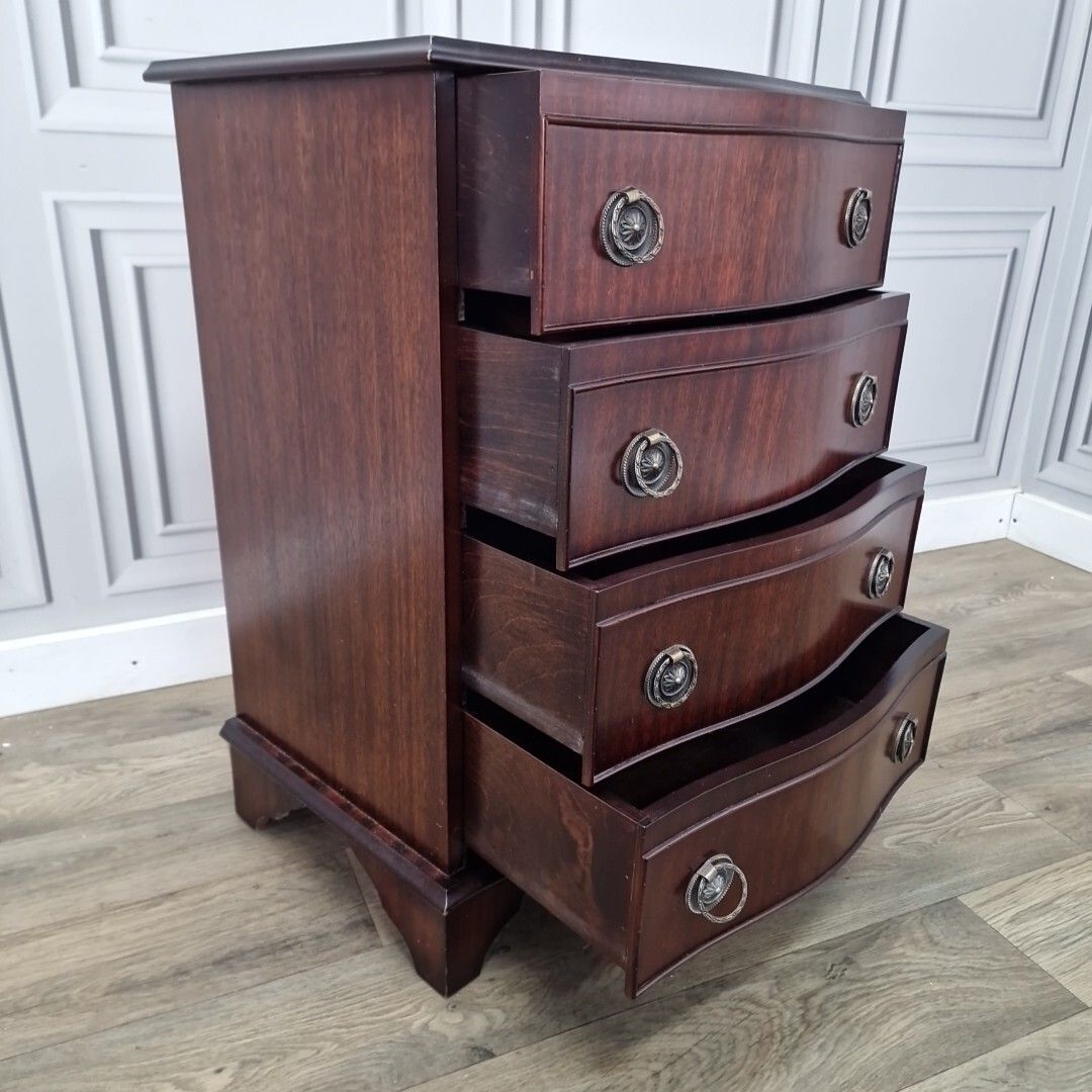 Furniture Antique Georgian Style Drawers Reproduction Chest Of 4 Commode Bow Fronted photo