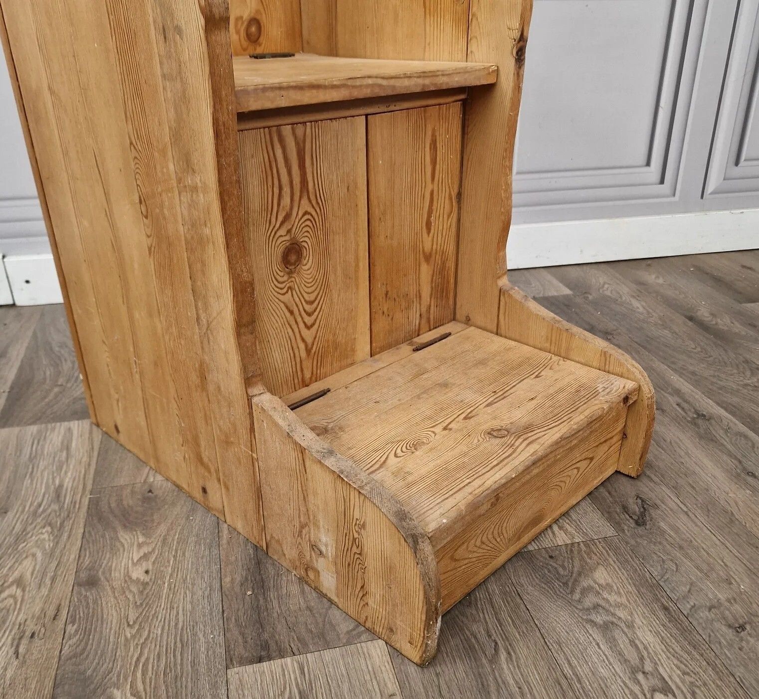 Vintage Shoe Seat Chair Pew Settle Under Storage Hall Country Solid Pine photo for sale