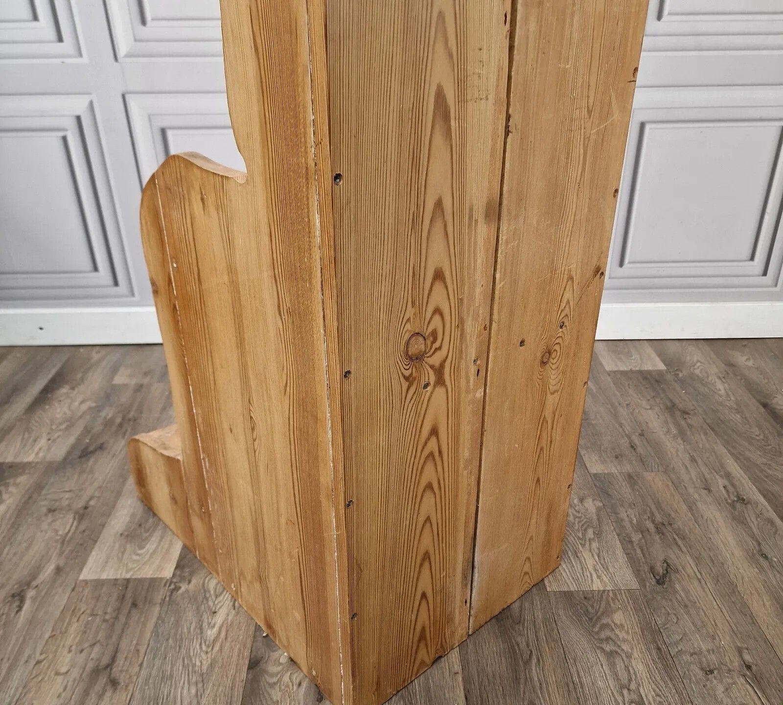 photo vintage Vintage Shoe Seat Chair Pew Settle Under Storage Hall Country Solid Pine