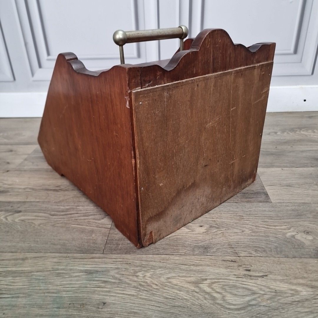 photo furniture Antique Edwardian Coal Scuttle Cabinet Wooden Fireside Storage Box Wood