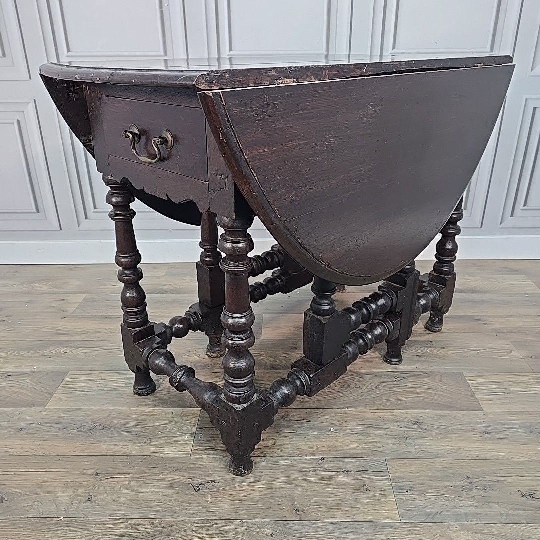 Antique Drop Leaf Table Solid Oak Gate Leg Drawer Victorian – Rustic Farmhouse photo furniture