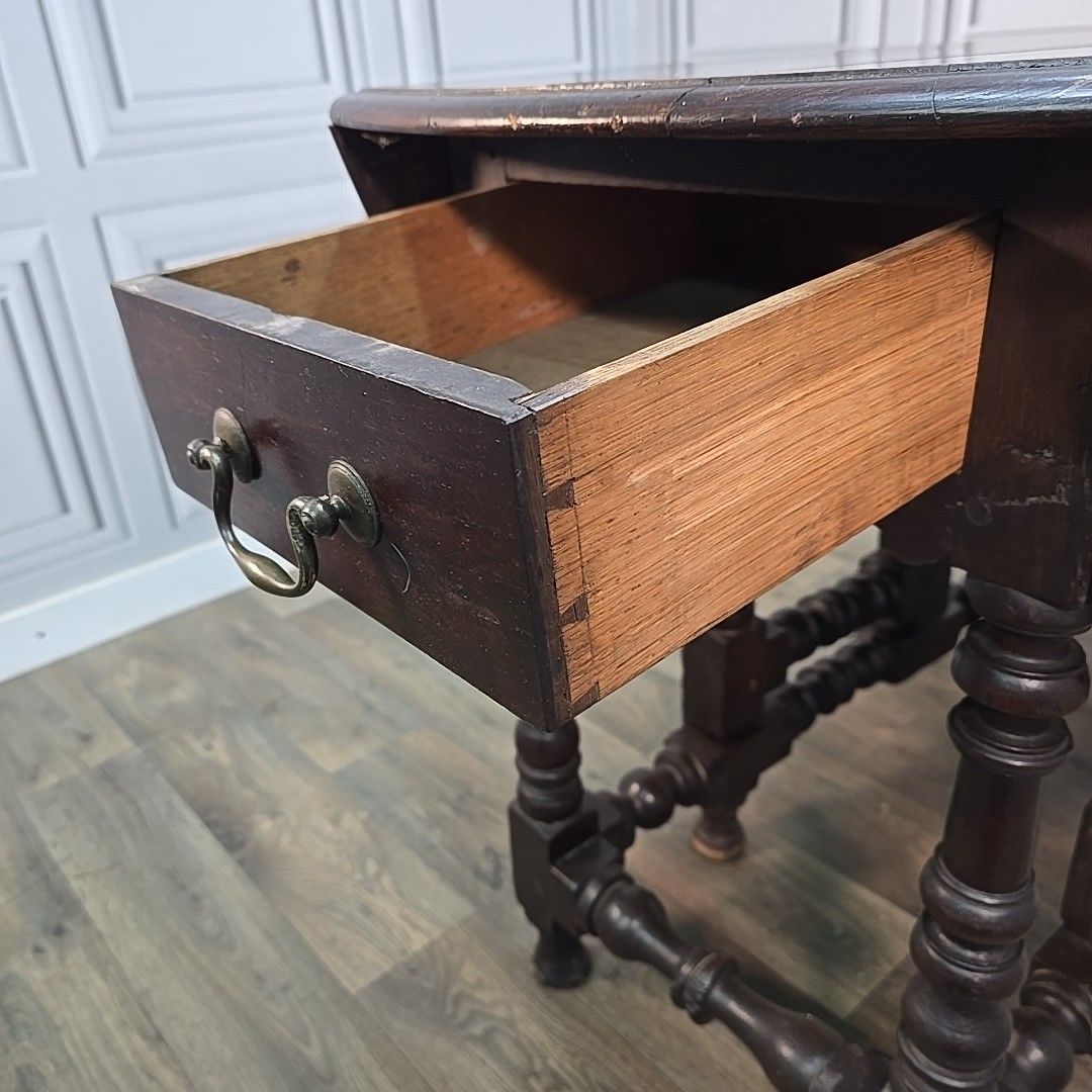 Antique Drop Leaf Table Solid Oak Gate Leg Drawer Victorian – Rustic Farmhouse photo buy