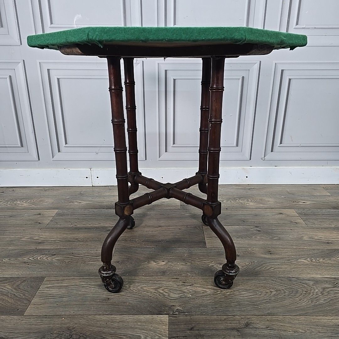 Antique Occasional Games Table Wooden Turned John Taylor Edinburgh On Castors photo for sale