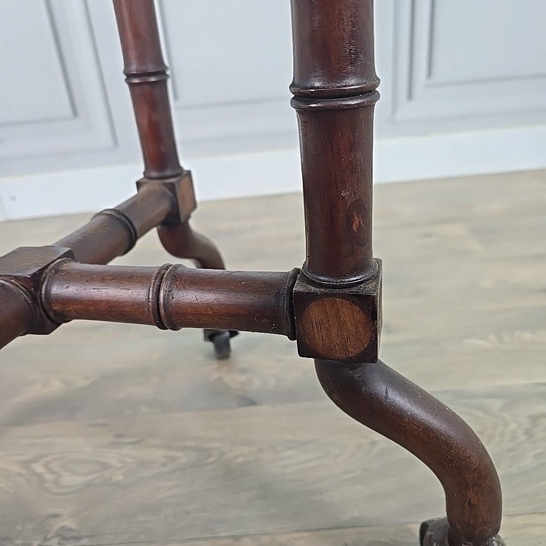 Antique Occasional Games Table Wooden Turned John Taylor Edinburgh On Castors photo vinterior