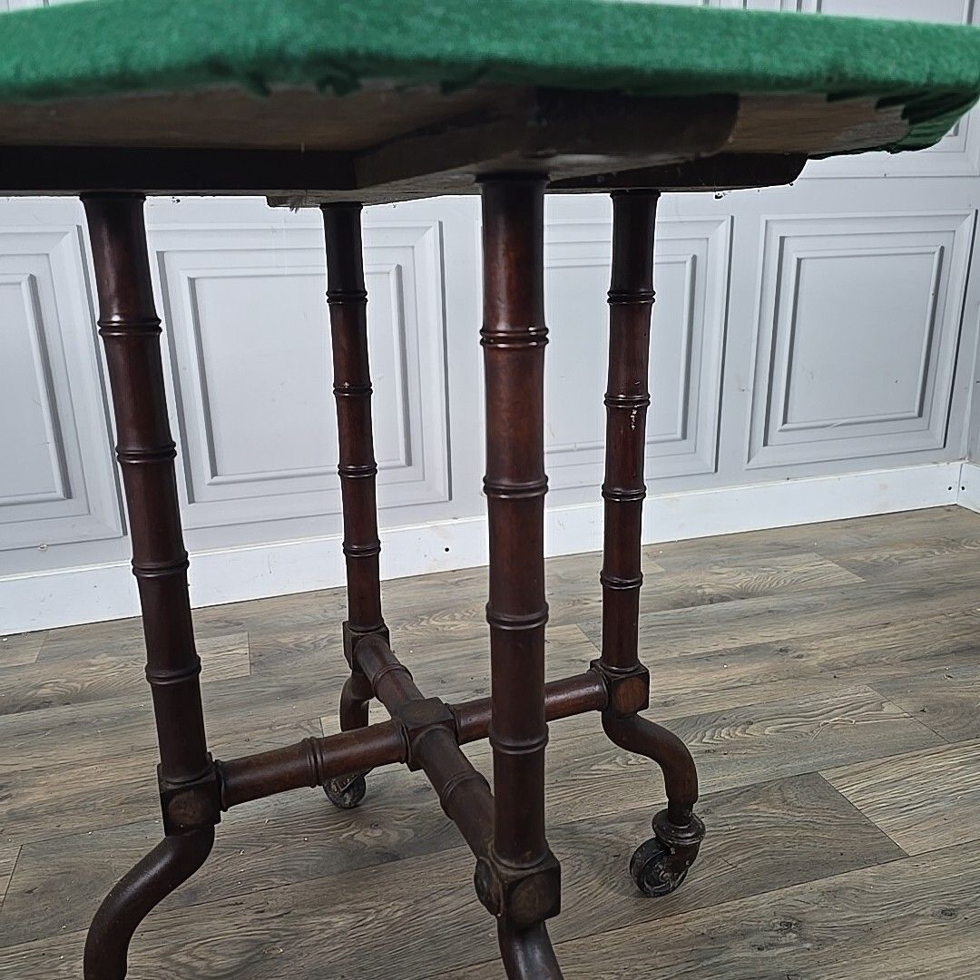 Antique Occasional Games Table Wooden Turned John Taylor Edinburgh On Castors photo vintage