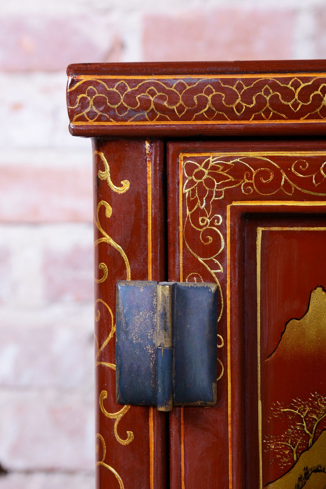 Original Asian Style Small Cabinet, Wood, Lacquer, Paint, China, 1850s photo 650.0
