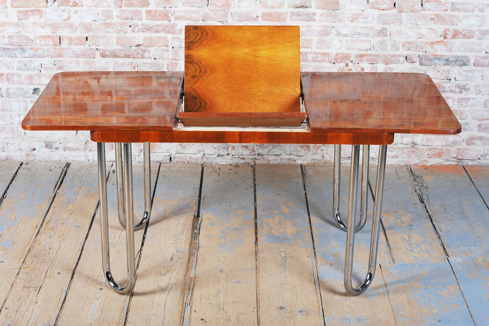 Restored Bauhaus Foling Table, By J. Halabala, Up Zavody, Oak, Czech, 1930s photo vinterior