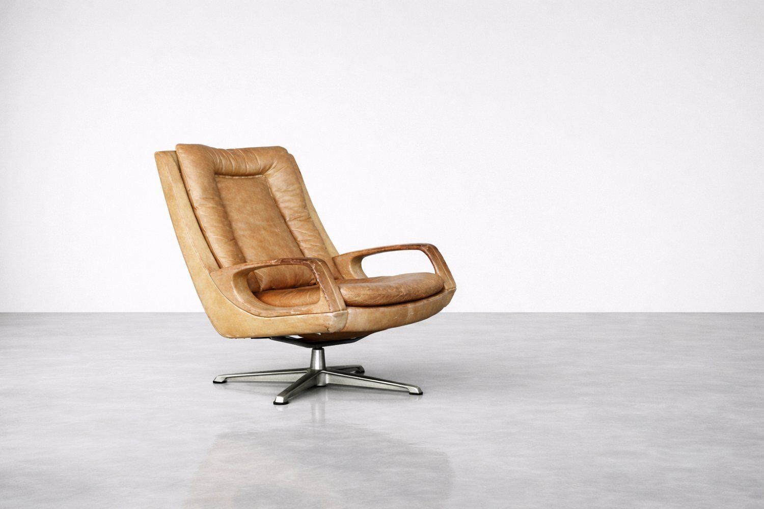Mid Century Modern German Leather Swivel Chairs From Carl Straub, 1950s, Set Of 2 photo buy