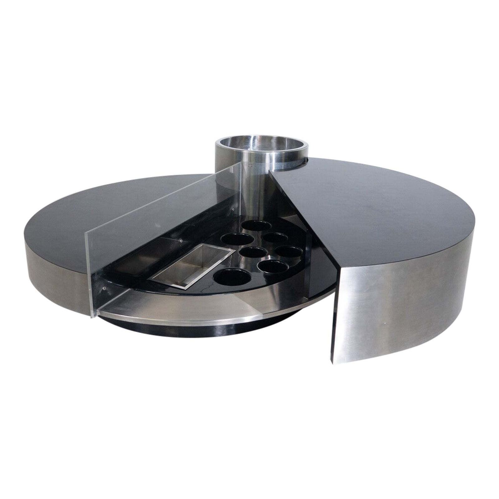 Coffee Table Dry Bar Stainless Steel By Massimo Papiri For Sabot, Italy, 1970s