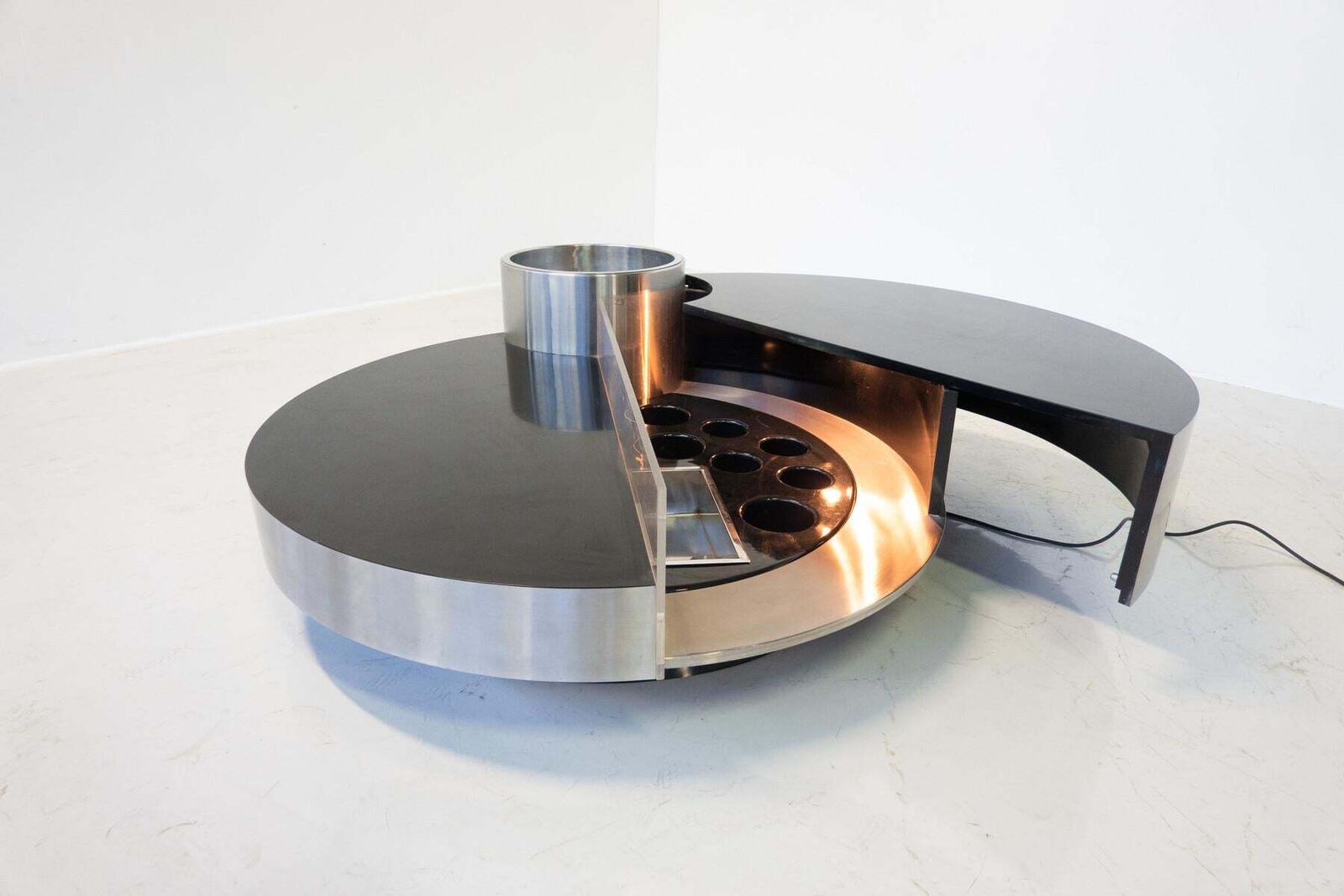 Furniture Coffee Table Dry Bar Stainless Steel By Massimo Papiri For Sabot, Italy, 1970s photo