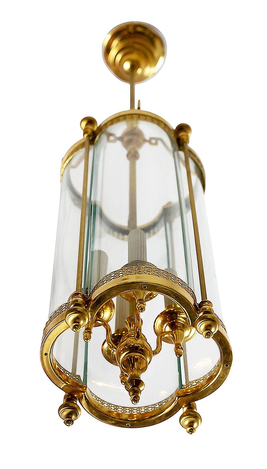 Italian Gilt Metal And Glass Chandelier Lantern photo furniture