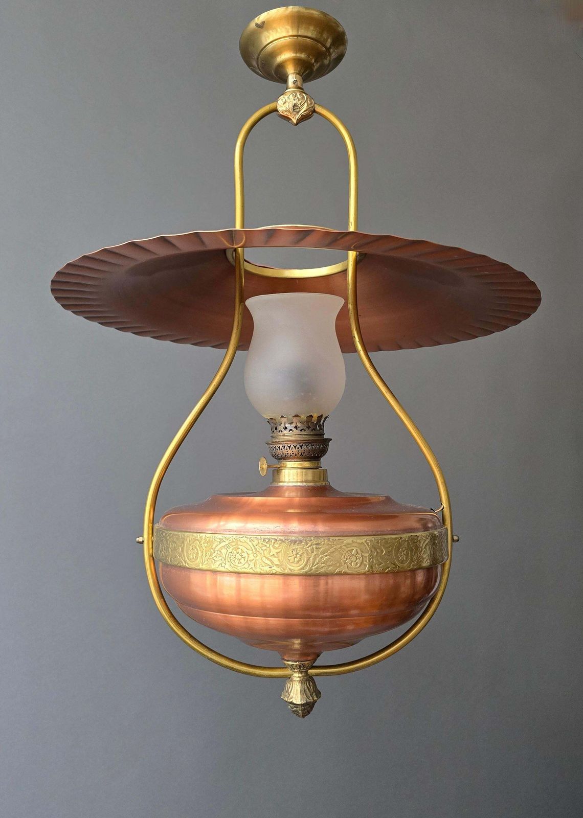 French Copper Hanging Lamp By Cuivres D’art Géor, Circa 1900–1920 photo 1665.0