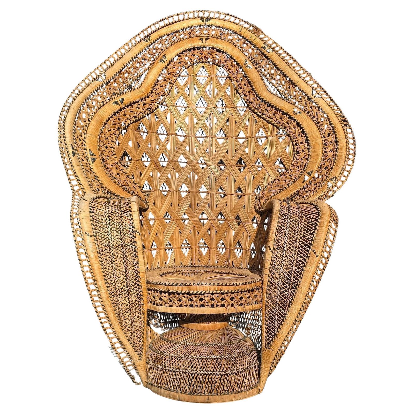 Large Handwoven Rattan Peacock Chair, Southeast Asia, 1960s–1970s