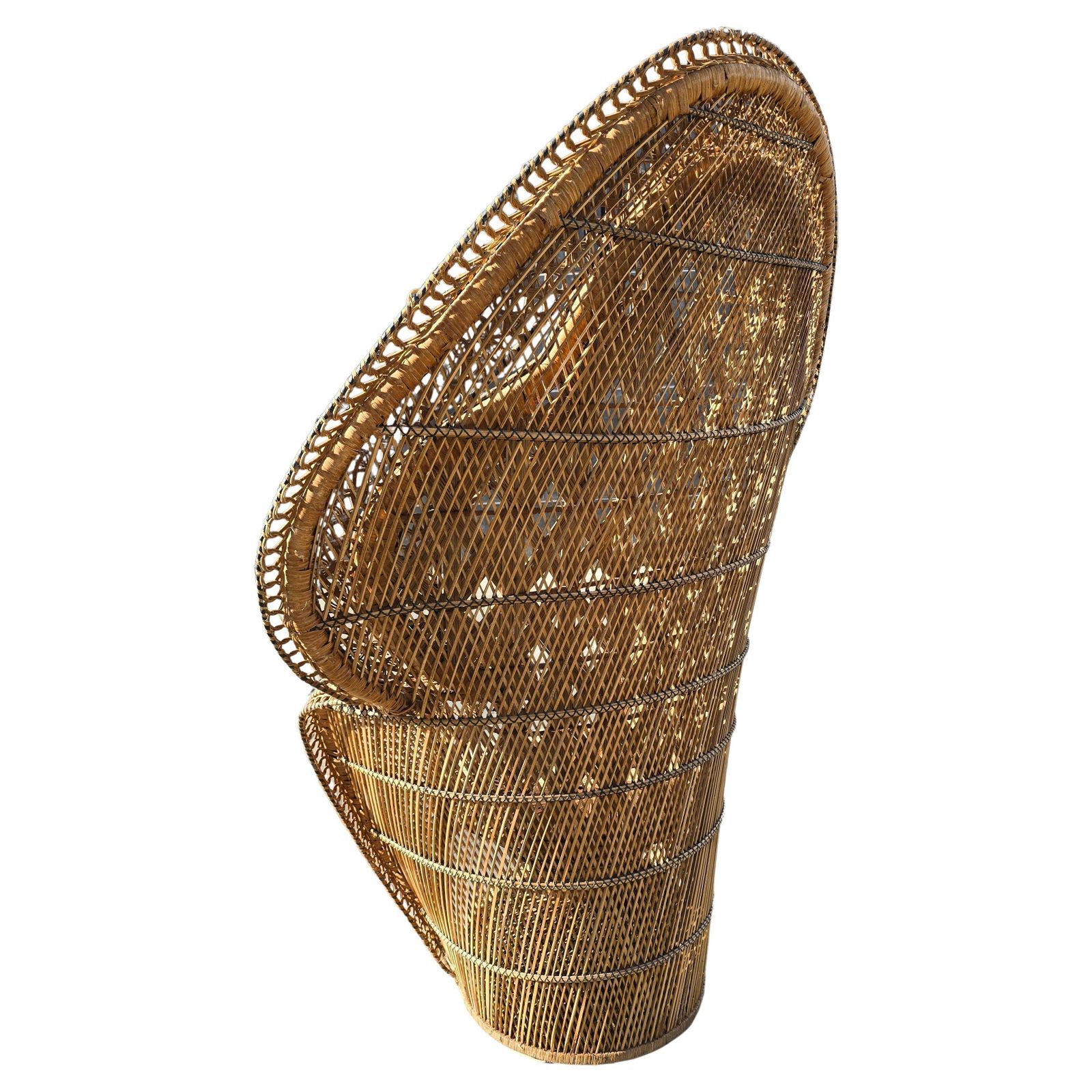 Large Handwoven Rattan Peacock Chair, Southeast Asia, 1960s–1970s photo 6036.0