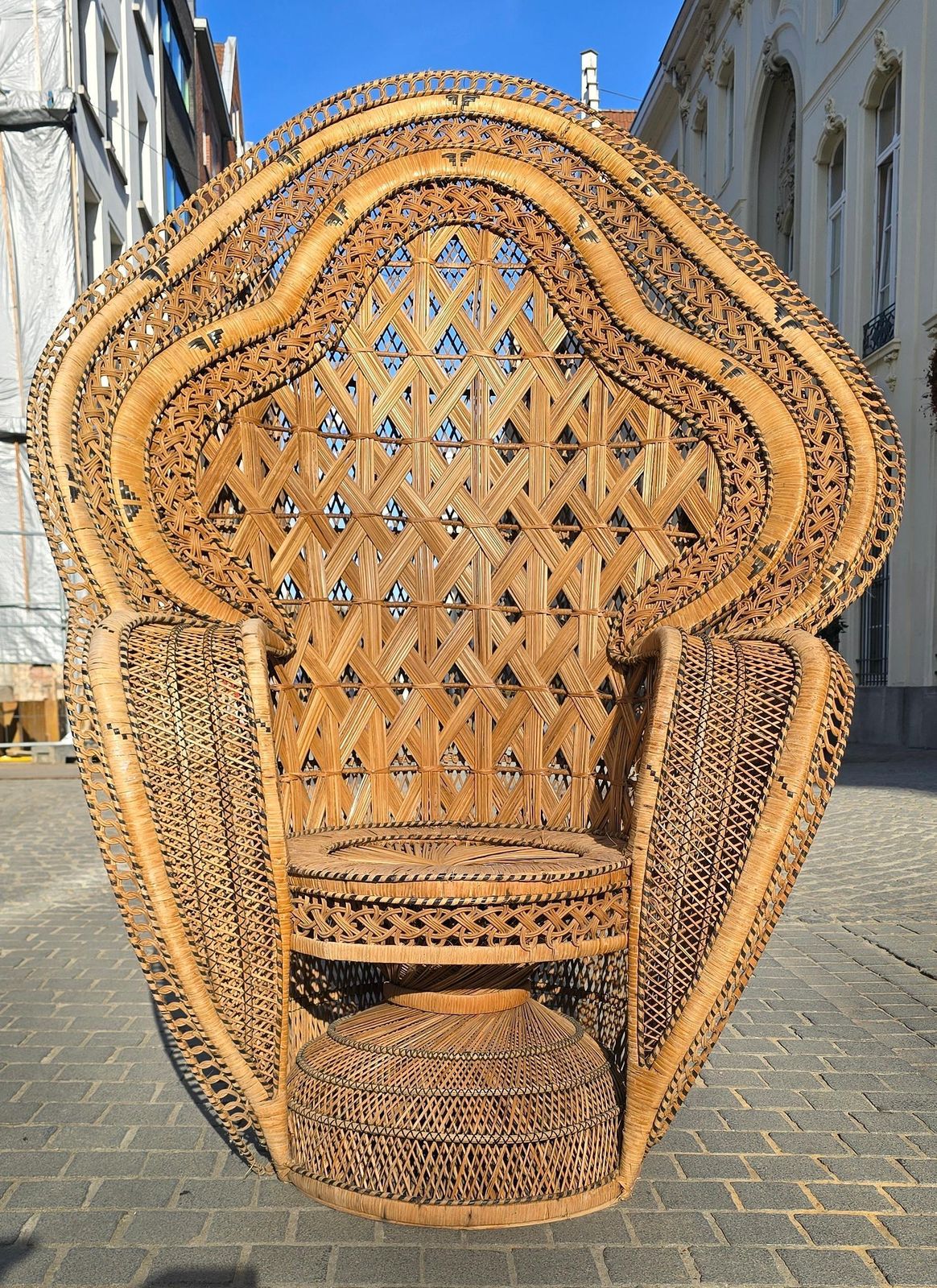 Large Handwoven Rattan Peacock Chair, Southeast Asia, 1960s–1970s photo buy