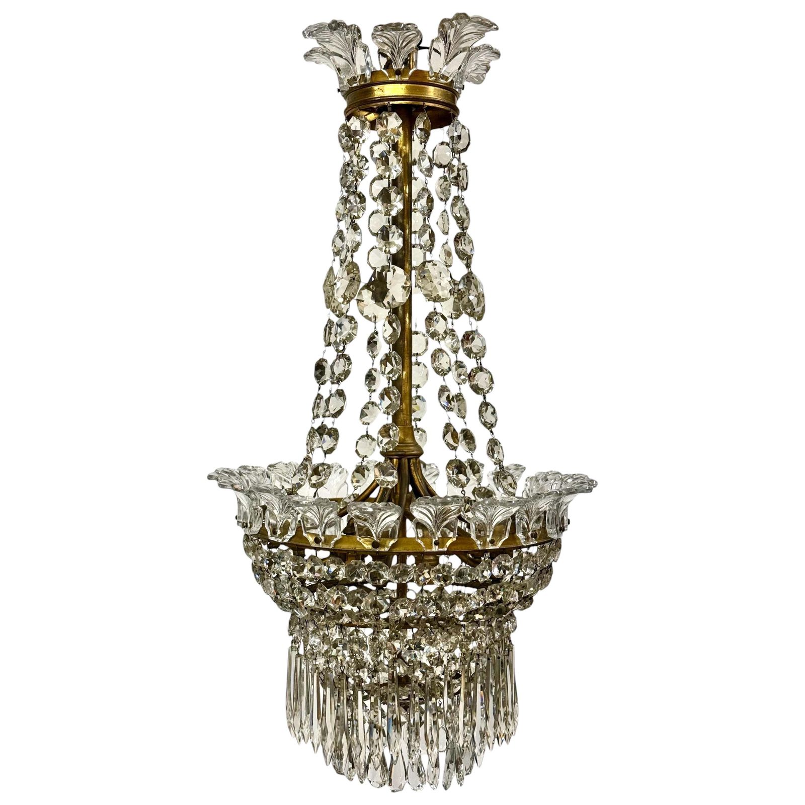 19th Century Gilt Bronze And Crystal Chandelier, Attributed To Baccarat