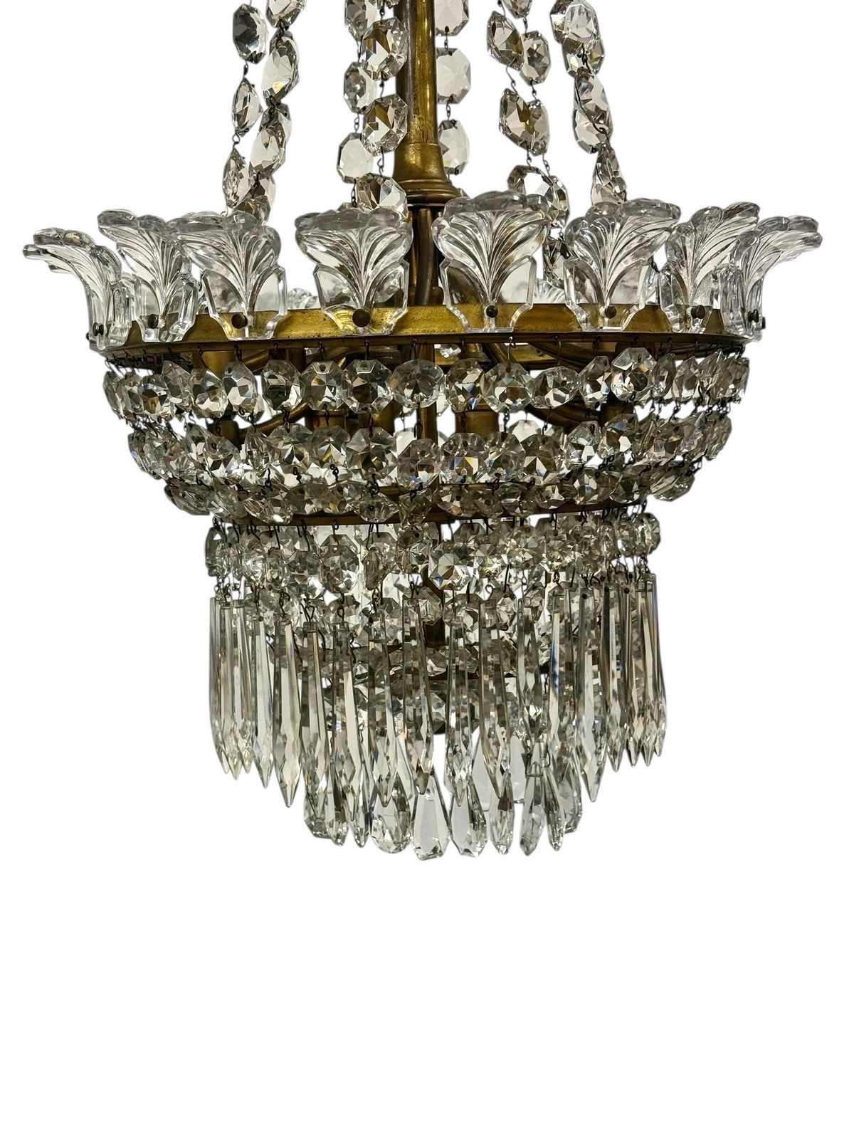 photo vintage 19th Century Gilt Bronze And Crystal Chandelier, Attributed To Baccarat