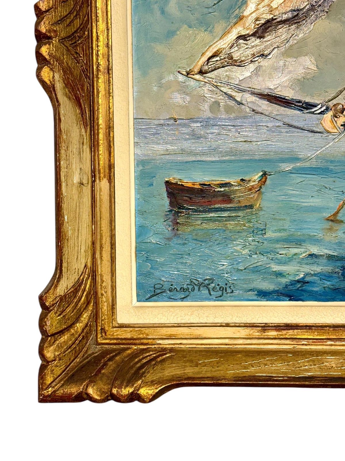 French Coastal Sailboats, Oil On Board By Bernard Régis, C. 1950s–60s photo 2061.0