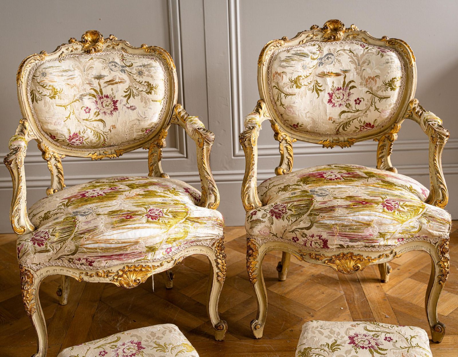 Furniture A 19th Century Italian Louis XV–Style Giltwood Salon Suite photo