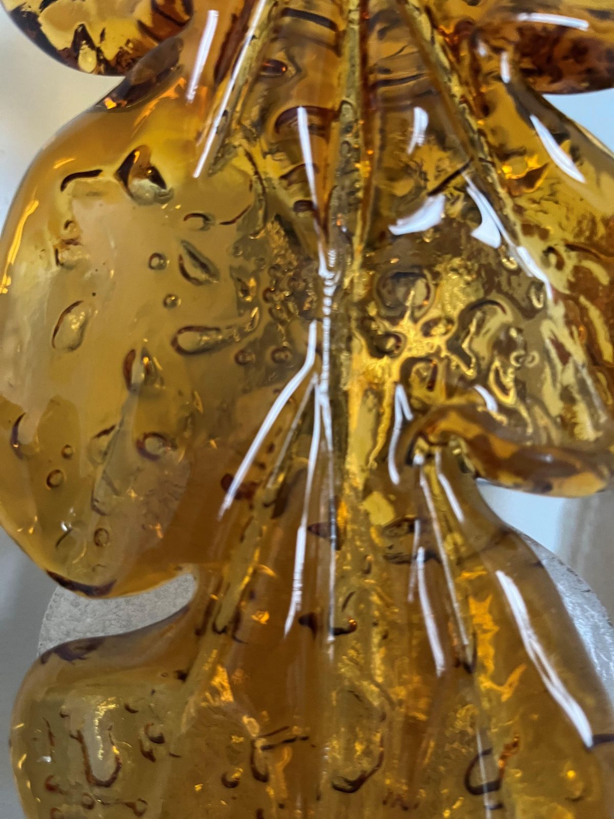 Italian Midcentury Pair Of Amberclear Murano Leaf Wall Sconces By Mazzega, 1970s photo buy