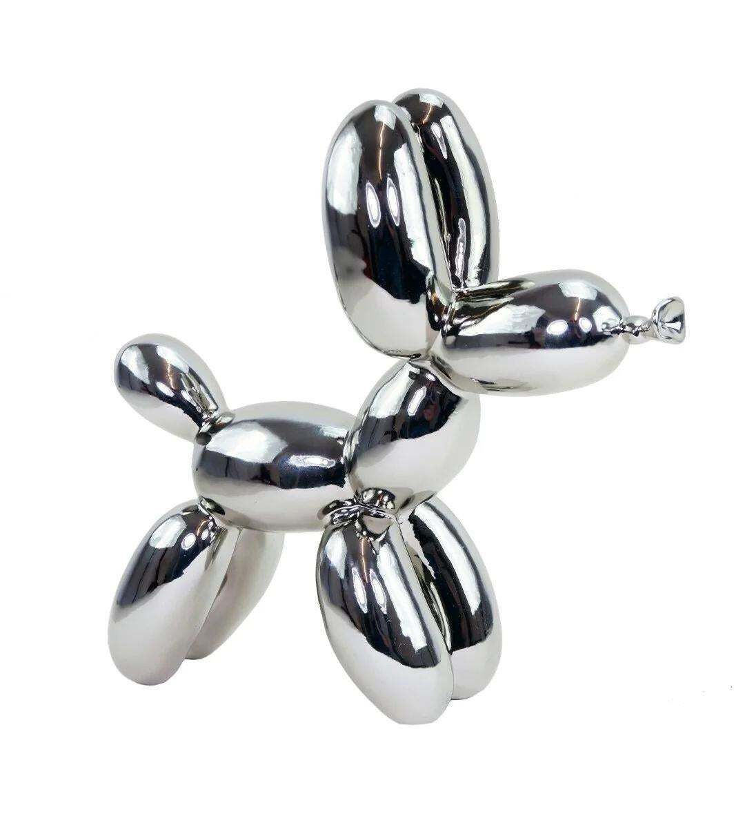 photo furniture Contemporary Art Piece Balloon Dog Sculpture In Bronze Silvered