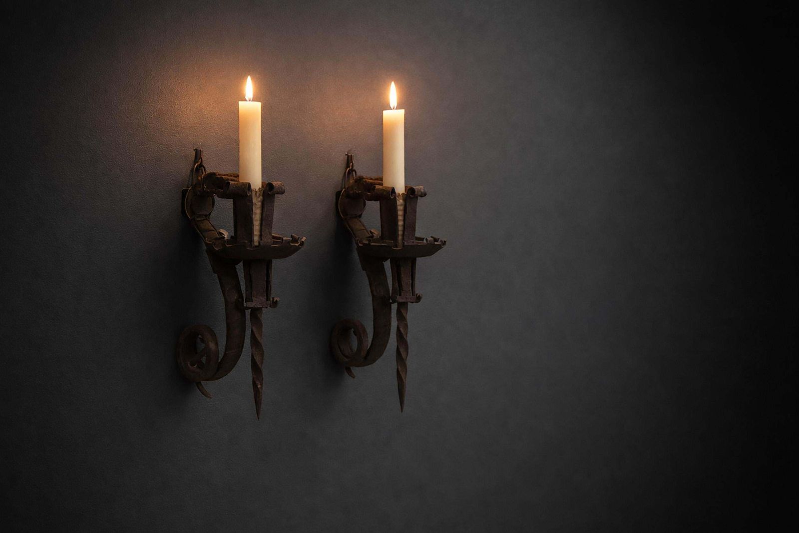 Pair Of Art Nouveau Wrought Iron Wall Candle Holders, Fratelli Matteucci Faenza photo furniture