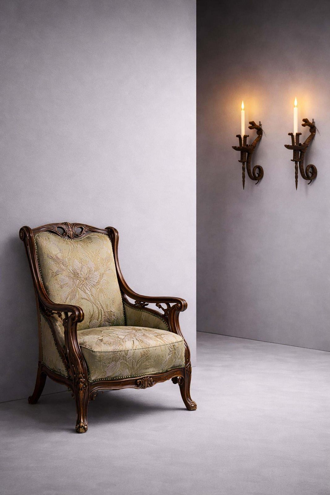 Home Decor Pair Of Art Nouveau Wrought Iron Wall Candle Holders, Fratelli Matteucci Faenza photo