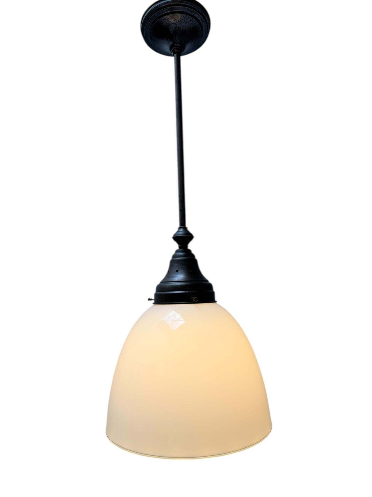 Art Nouveau Pendant Lamp With Ultra Rare Milk Glass Shade, 1900s photo for sale