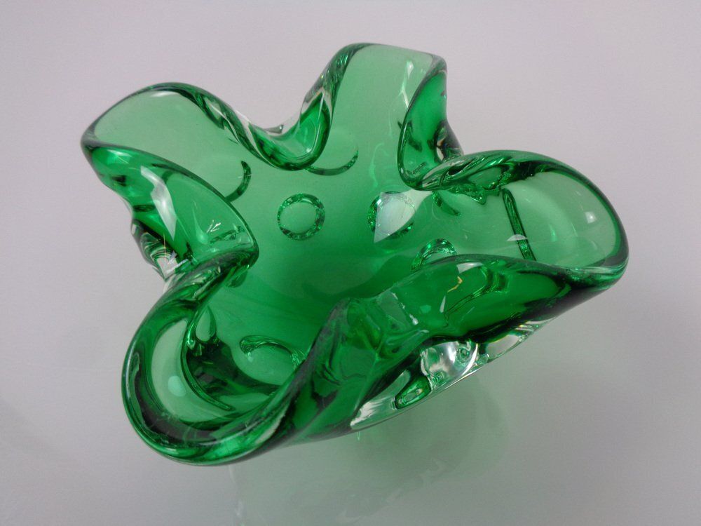 Home Decor Green Sommerso Murano Glass Ashtray, Italy, 1960s photo