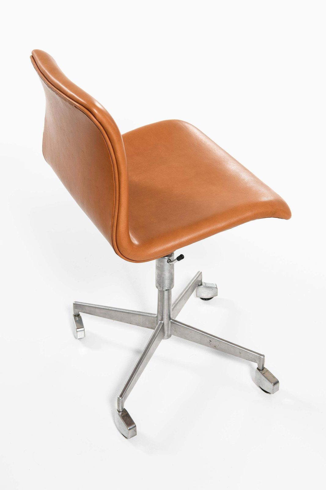 Height Adjustable Office Chair In Leather And Steel, 1960s photo for sale