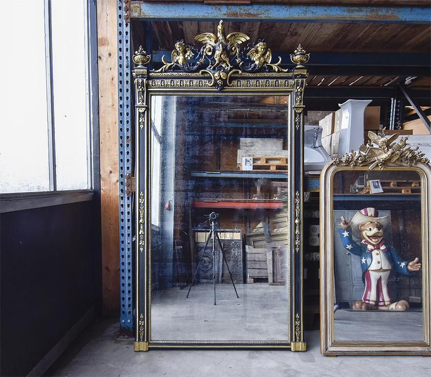 Antique Napoleon III Wall Mirror With Angels, Fair Condition, 1835 photo furniture