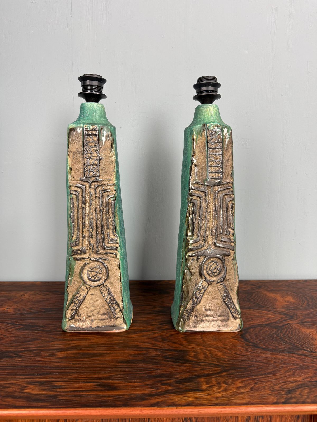 Bernard Rooke Ceramic Table Lamps  Set  England 1960 photo furniture