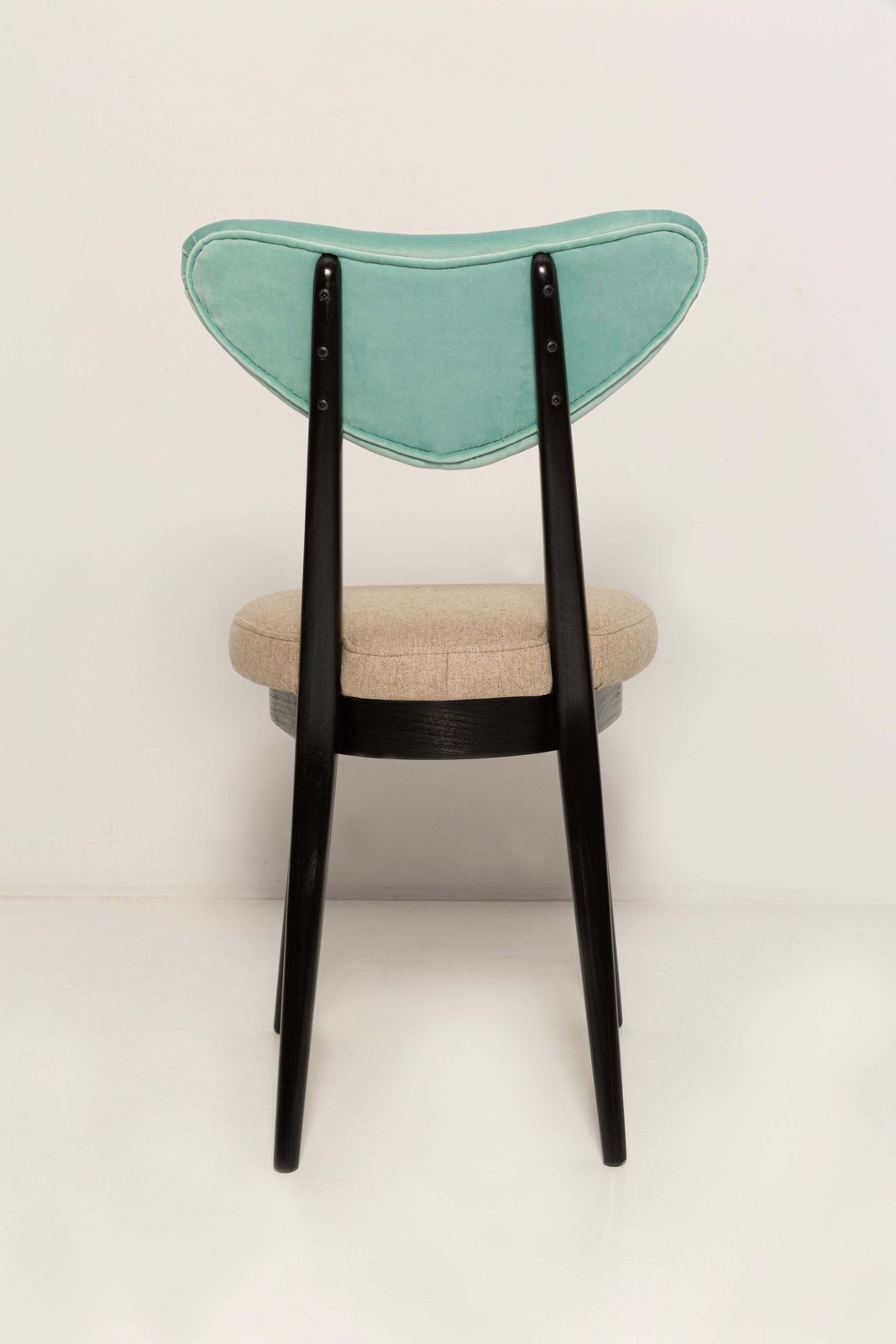 Mid Century Beige Green Mixed Wool Heart Chair, Europe, 1960s photo vinterior