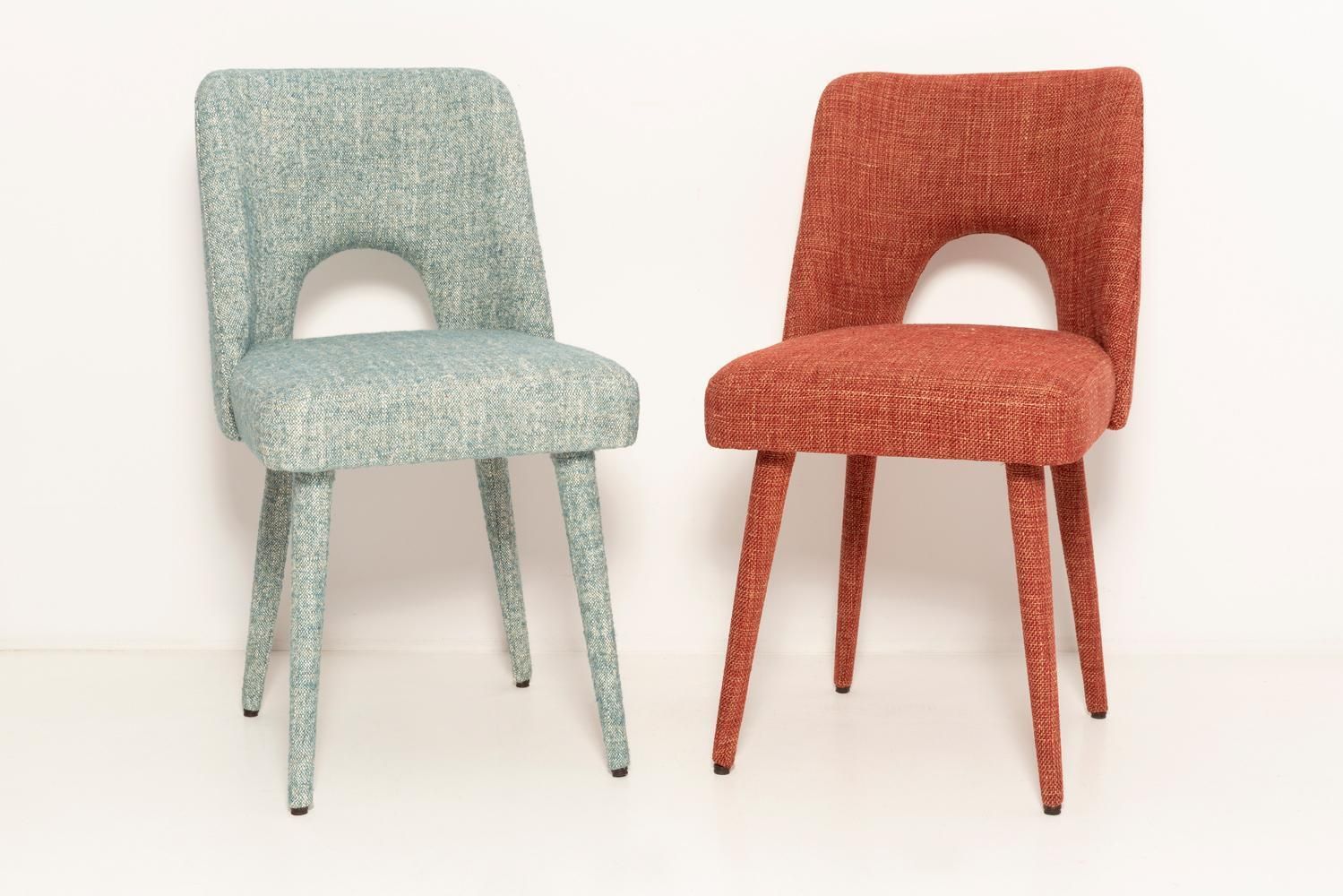 Set Of Four Mid Century Shell Chairs Mixed Chairs, Fabrics By Pierre Frey, 1960s photo for sale