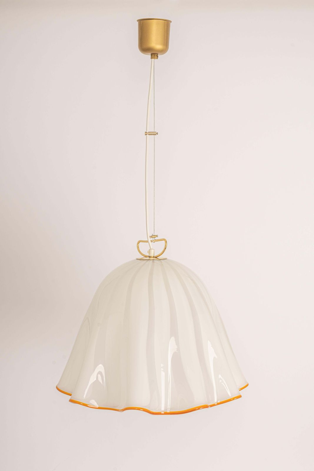 Large White Glass Pendant Light By Kalmar Fazzoletto, Austria, 1970s photo for sale