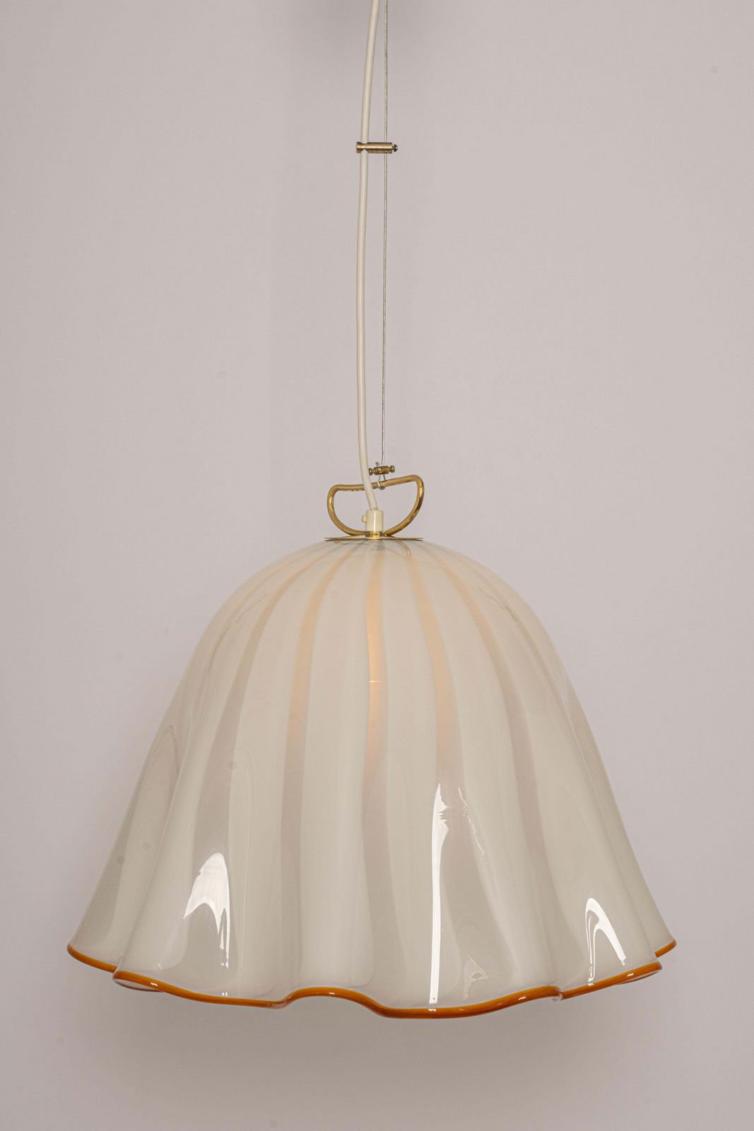 photo furniture Large White Glass Pendant Light By Kalmar Fazzoletto, Austria, 1970s
