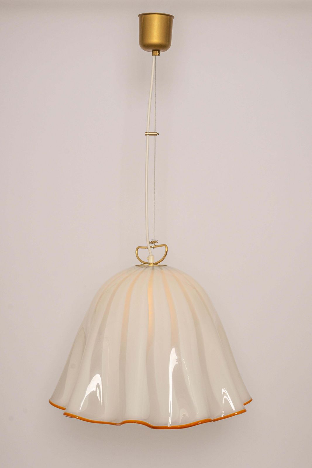 photo for sale Large White Glass Pendant Light By Kalmar Fazzoletto, Austria, 1970s