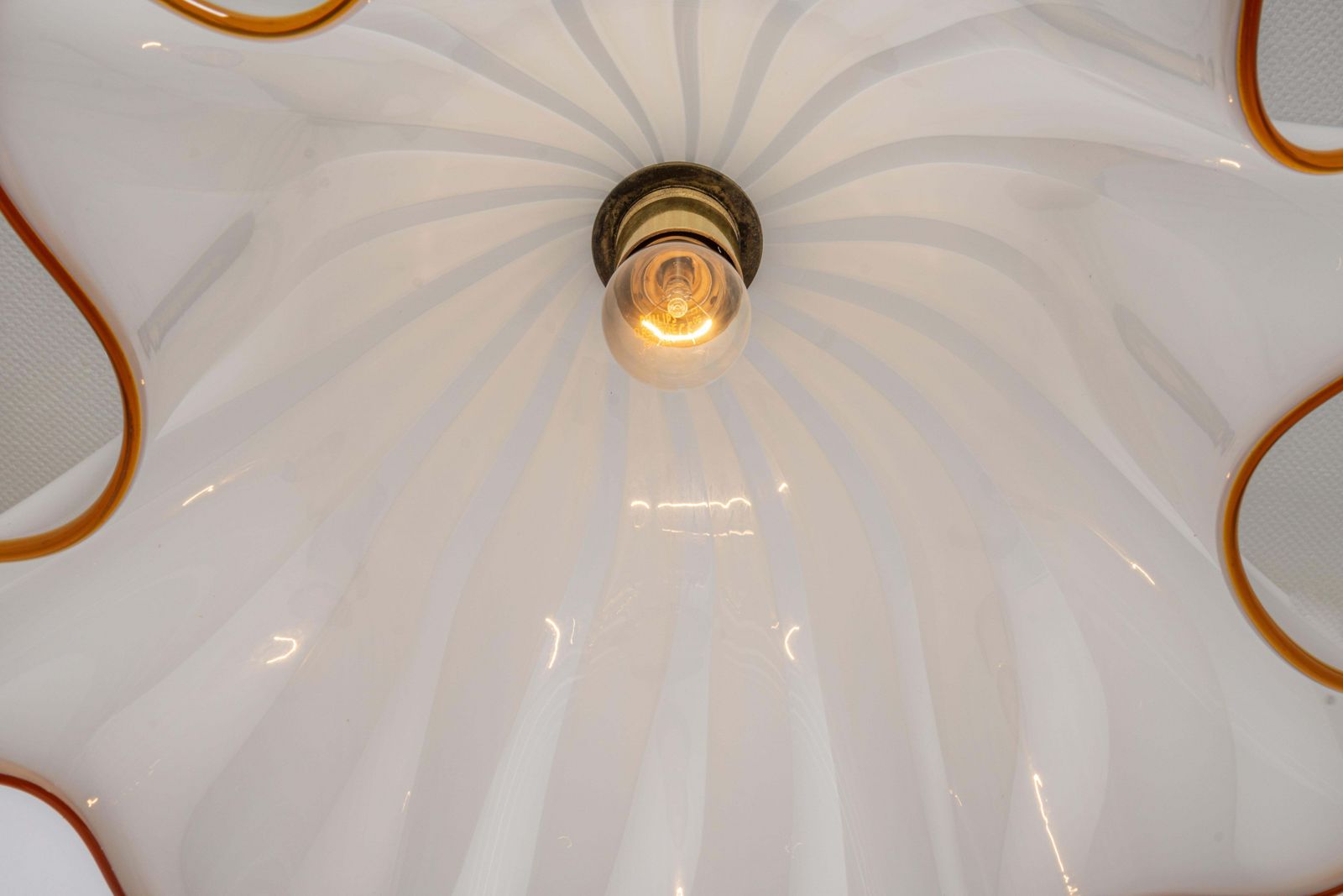 1420.0 Large White Glass Pendant Light By Kalmar Fazzoletto, Austria, 1970s photo