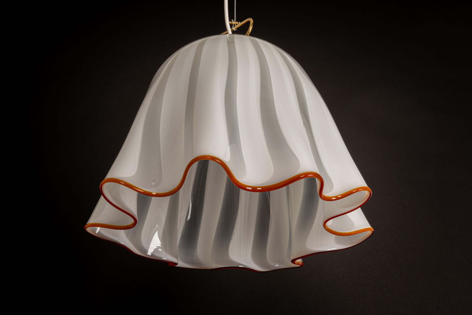 photo vinterior Large White Glass Pendant Light By Kalmar Fazzoletto, Austria, 1970s