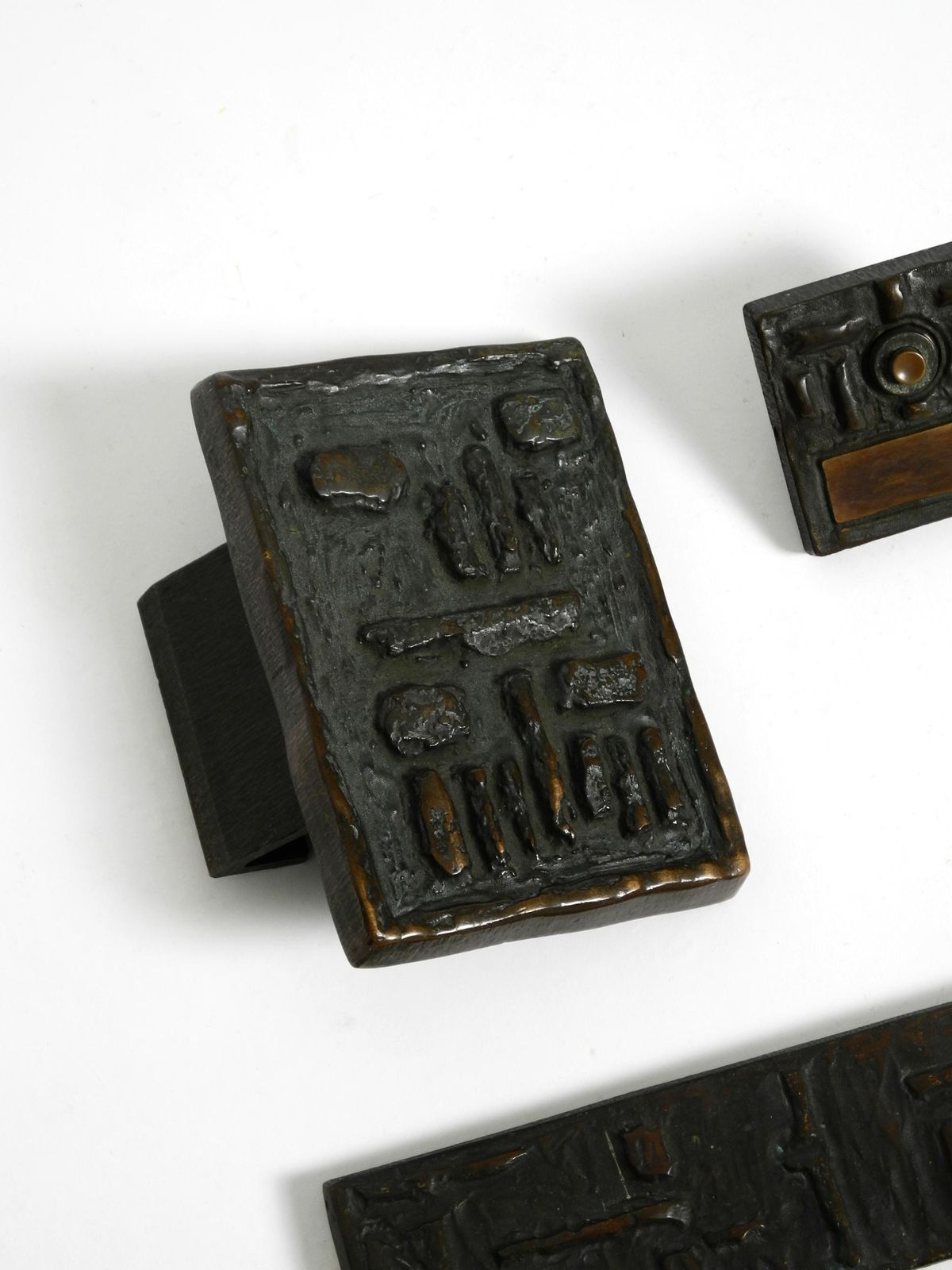 A Set Of Solid, Heavy 1970s Brutalist Pull Handles With Letter Slot And Doorbell photo Home Fixtures