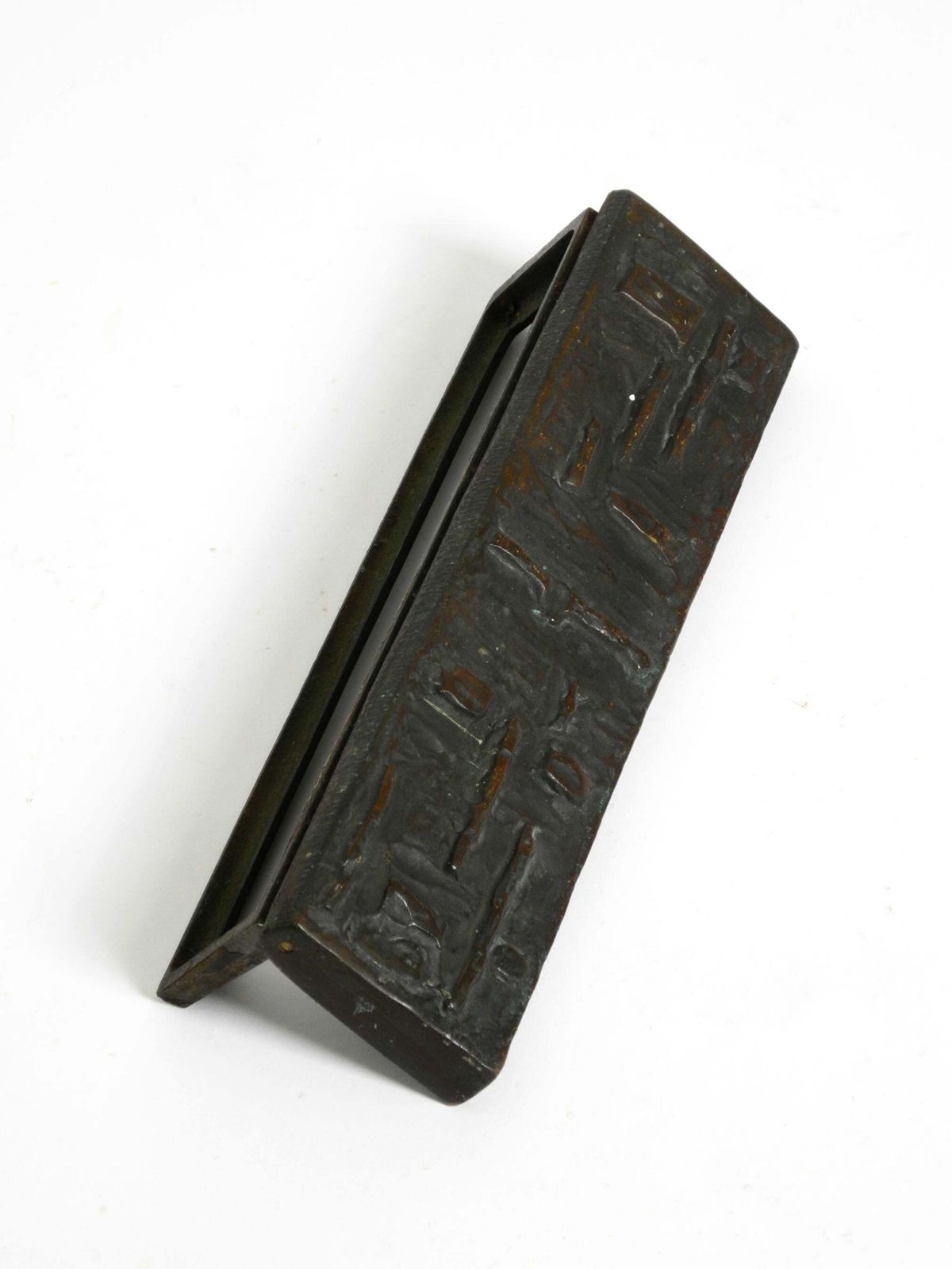 720.0 A Set Of Solid, Heavy 1970s Brutalist Pull Handles With Letter Slot And Doorbell photo