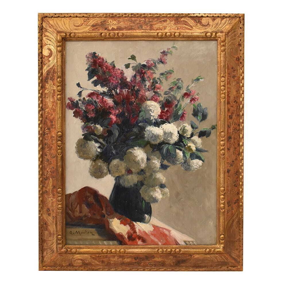 Art Nouveau Still Life Painting, Flowers, Spring Floral, Oil On Canvas, XX