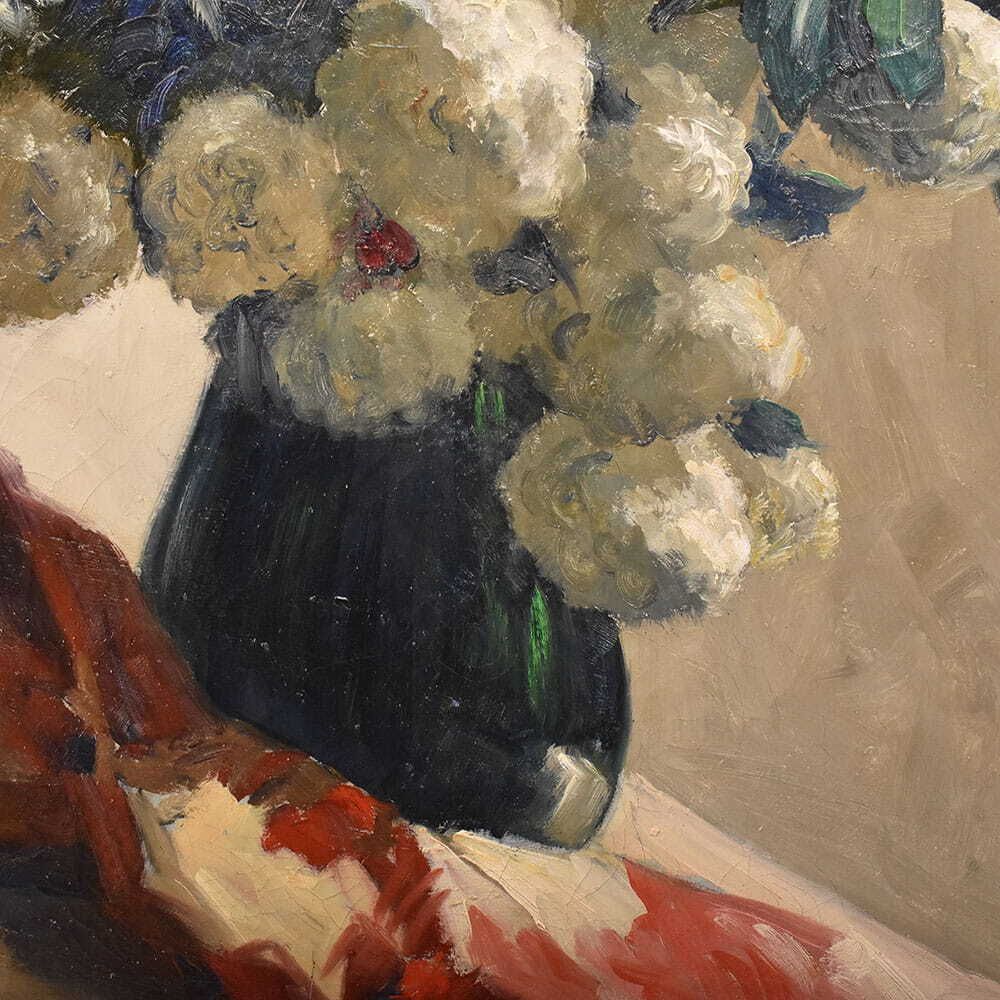 Art Nouveau Still Life Painting, Flowers, Spring Floral, Oil On Canvas, XX photo Art