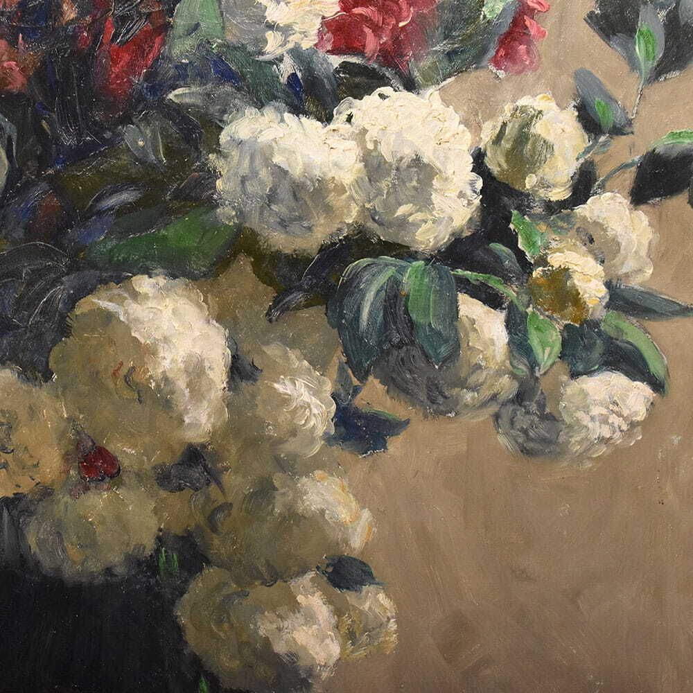 Art Nouveau Still Life Painting, Flowers, Spring Floral, Oil On Canvas, XX photo 2100.0