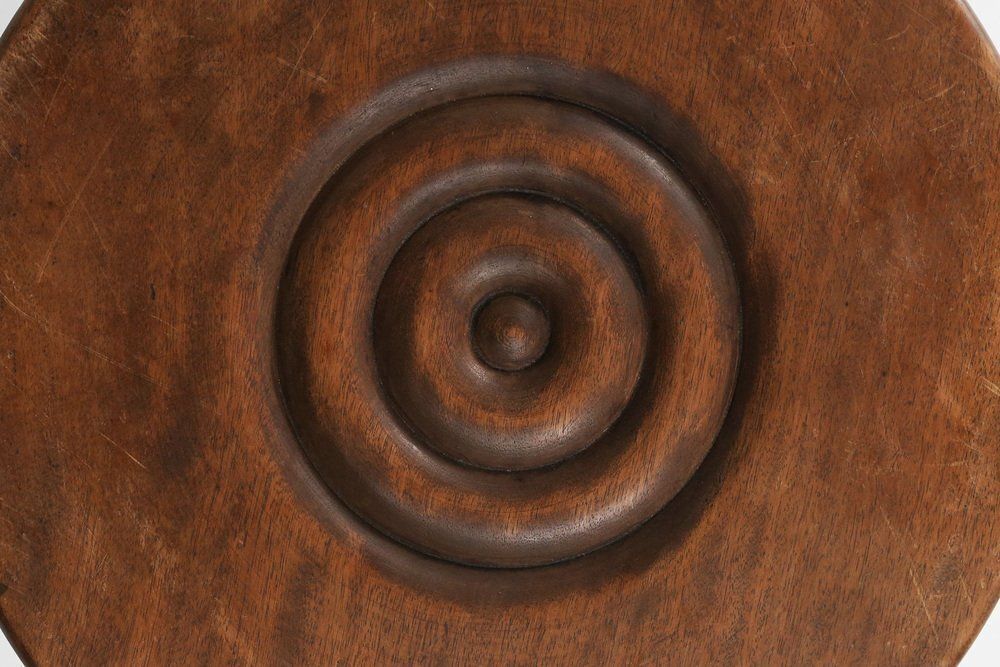 Vintage Brutalist Low Oak Stool, Belgium, 1960s photo Furniture
